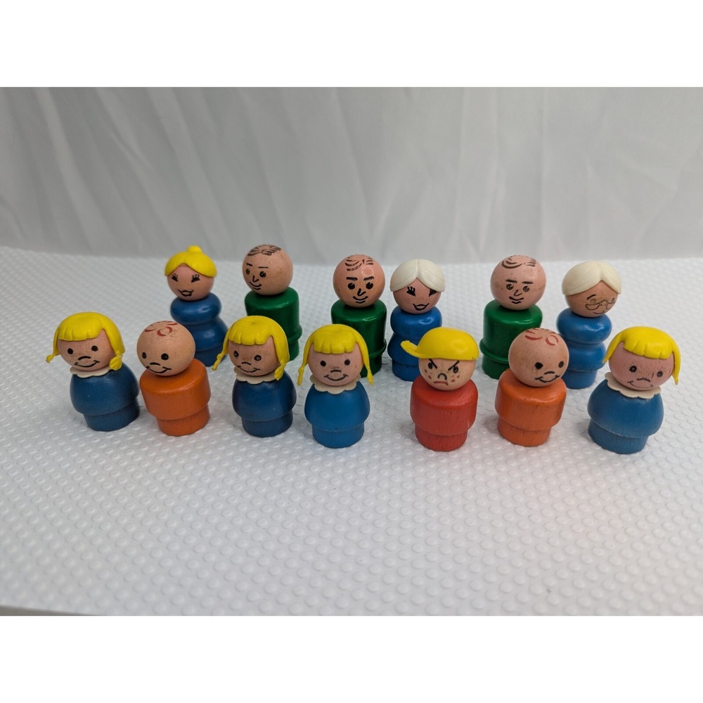 Fisher Price Little People Wood Body Head Figure Lot